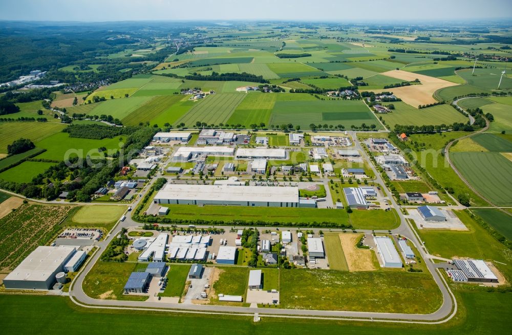 Aerial image Belecke - Industrial estate and company settlement Walter-Rathenau-Ring in Belecke in the state North Rhine-Westphalia