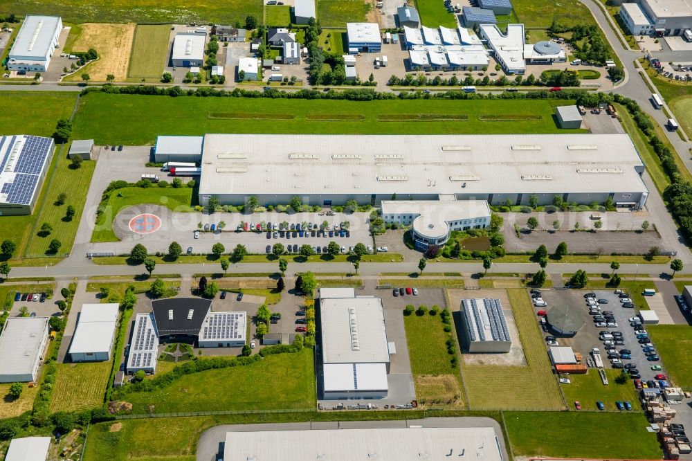 Aerial photograph Belecke - Industrial estate and company settlement Walter-Rathenau-Ring in Belecke in the state North Rhine-Westphalia