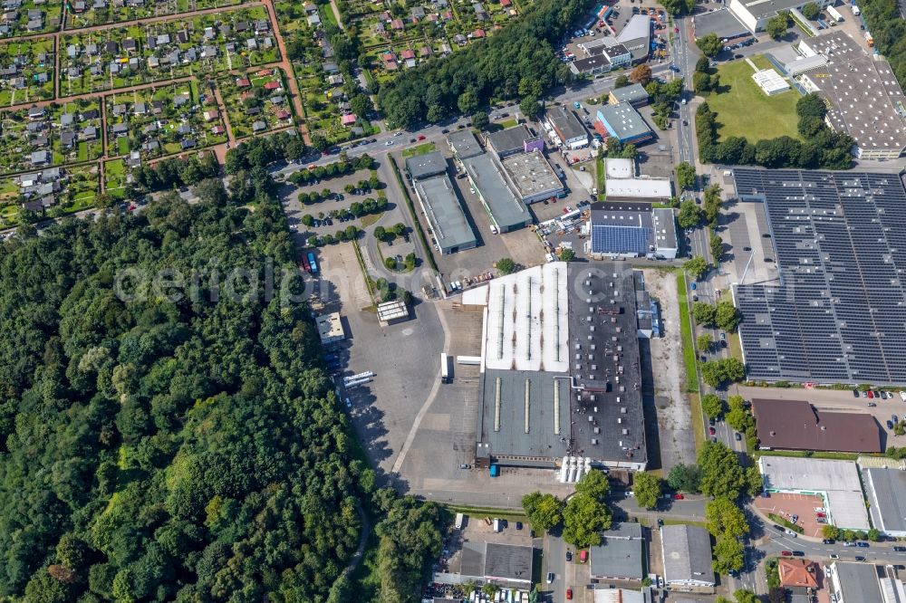 Essen from the bird's eye view: Industrial estate and company settlement on Weidkonp - Alte Bottroper Strasse in Essen in the state North Rhine-Westphalia, Germany