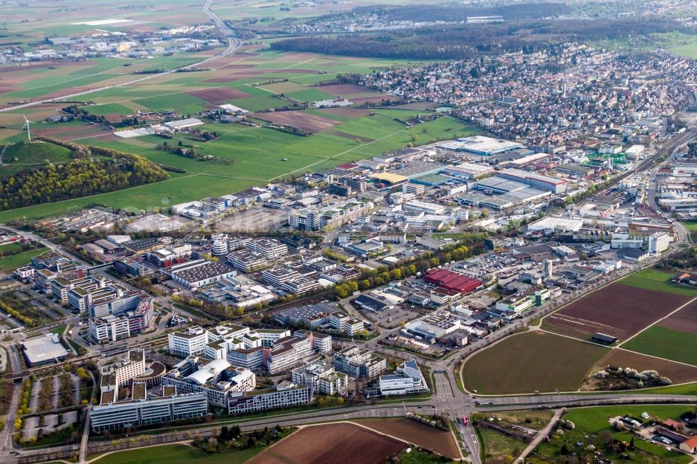 Aerial photograph Weilimdorf - Industrial estate and company settlement Weilimdorf Nord in Weilimdorf in the state Baden-Wurttemberg, Germany