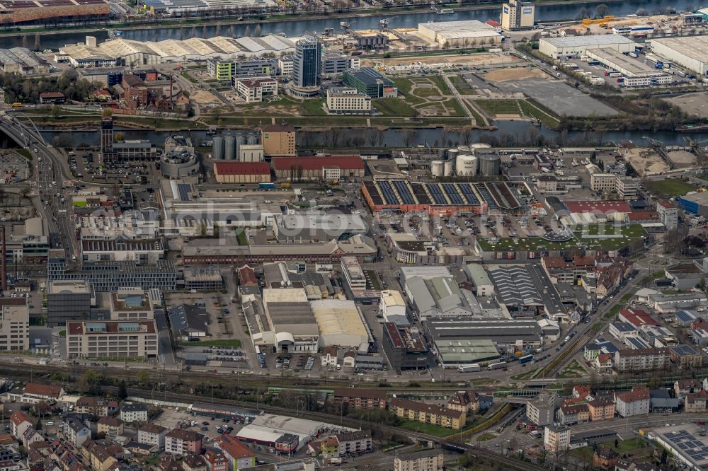 Aerial photograph Heilbronn - Industrial estate and company settlement on Weipertstrasse in Heilbronn in the state Baden-Wuerttemberg, Germany