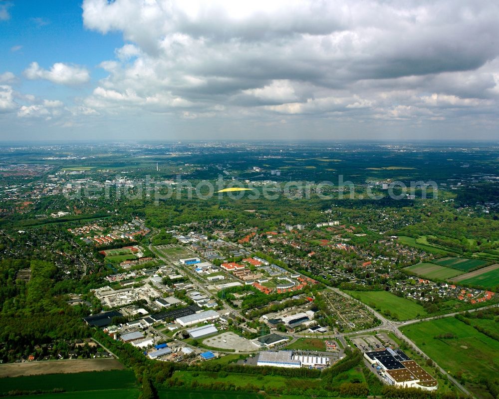 Wentorf from the bird's eye view: Industrial estate and company settlement in Wentorf in the state Schleswig-Holstein, Germany