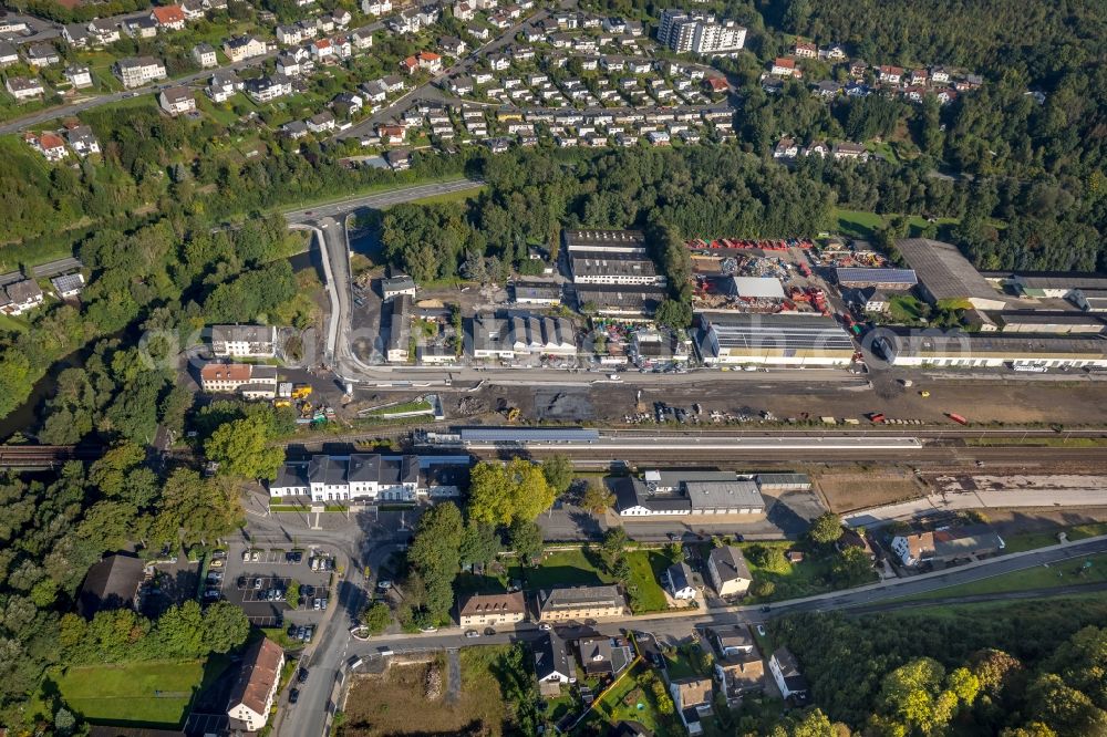 Aerial photograph Arnsberg - Industrial estate and company settlement Zu den Werkstaetten in Arnsberg in the state North Rhine-Westphalia, Germany