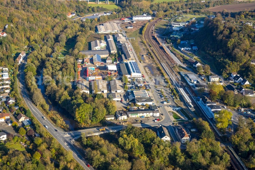 Aerial image Arnsberg - Industrial estate and company settlement Zu den Werkstaetten in Arnsberg in the state North Rhine-Westphalia, Germany