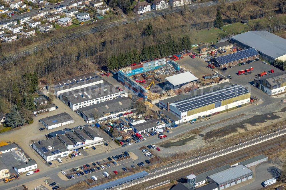 Aerial image Arnsberg - Industrial estate and company settlement Zu den Werkstaetten in Arnsberg at Sauerland in the state North Rhine-Westphalia, Germany