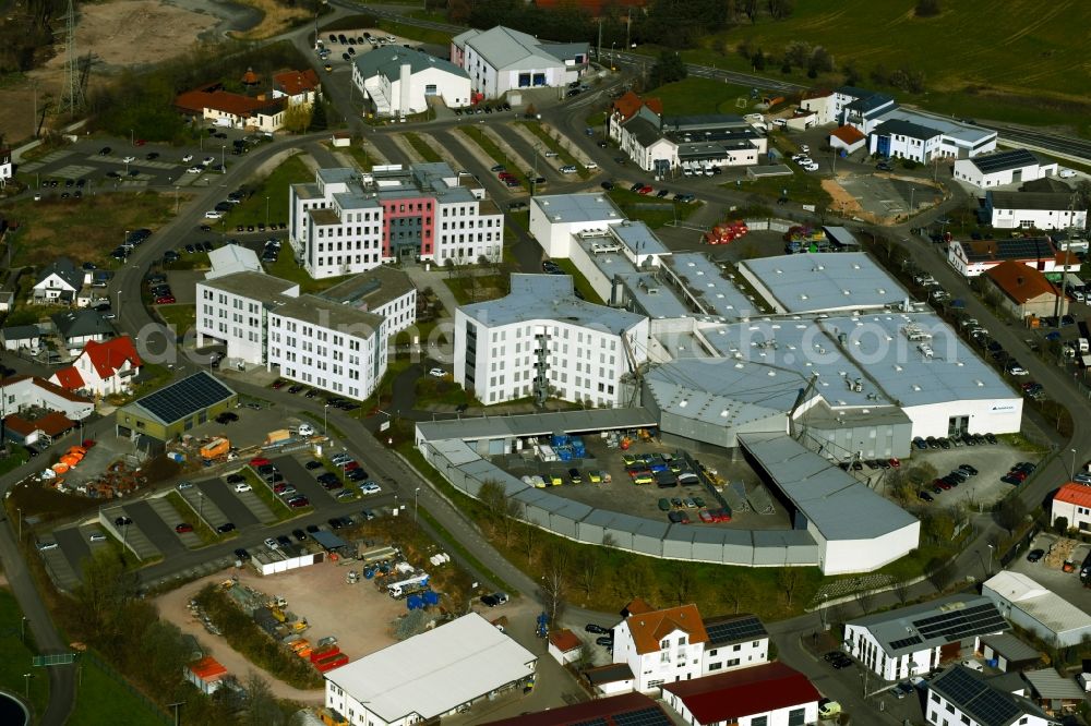 Sailauf from above - Industrial estate and company settlement Weyberhoefe overlooking the building- ensemble of Magna International (Germany) GmbH and ACTS a?? Advanced Car Technology Systems GmbH & Co. KG on Kurfuerst-Eppstein-Ring in the district Weiberhof in Sailauf in the state Bavaria, Germany