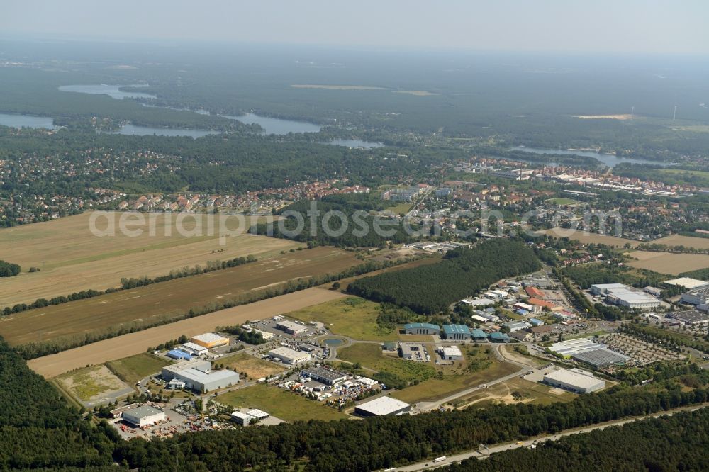 Wildau from the bird's eye view: Industrial estate and company settlement in Wildau in the state Brandenburg