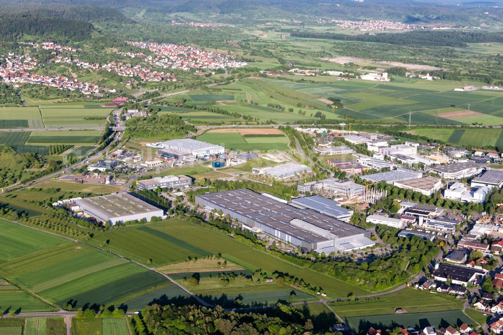 Gültstein from above - Industrial estate and company settlement with Wilhelm Geiger GmbH & Co. KG in the district Gueltstein in Gueltstein in the state Baden-Wurttemberg, Germany