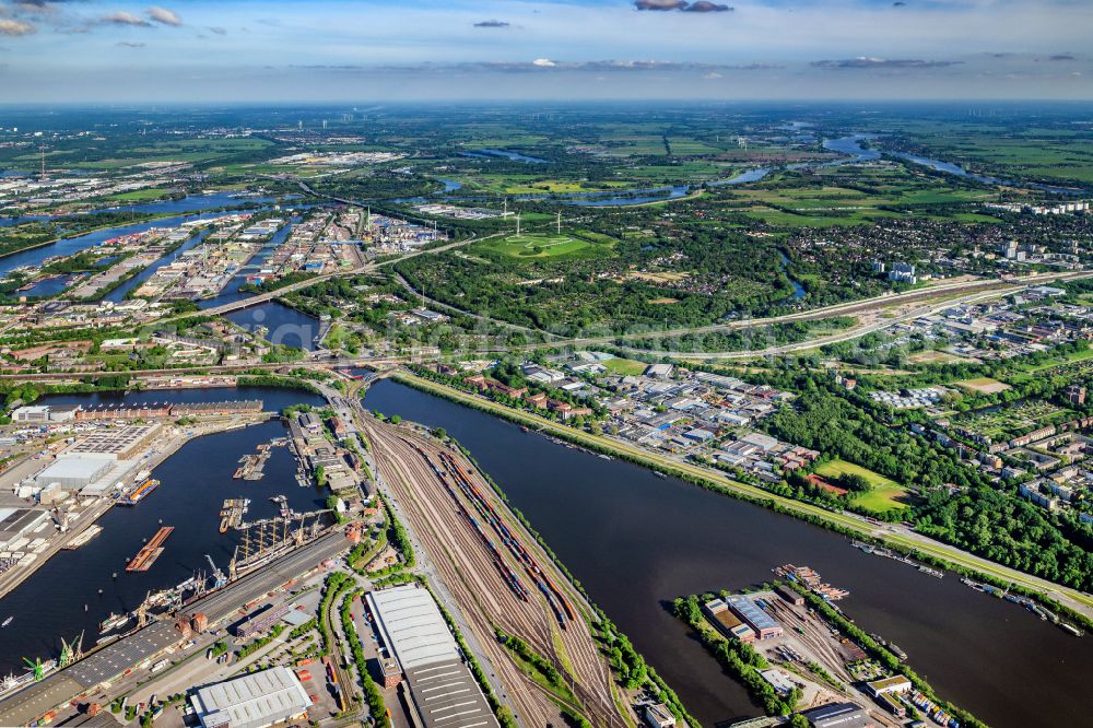 Aerial photograph Hamburg - Business park in the industrial area Stenzelring on street Stenzelring in Hamburg, Germany