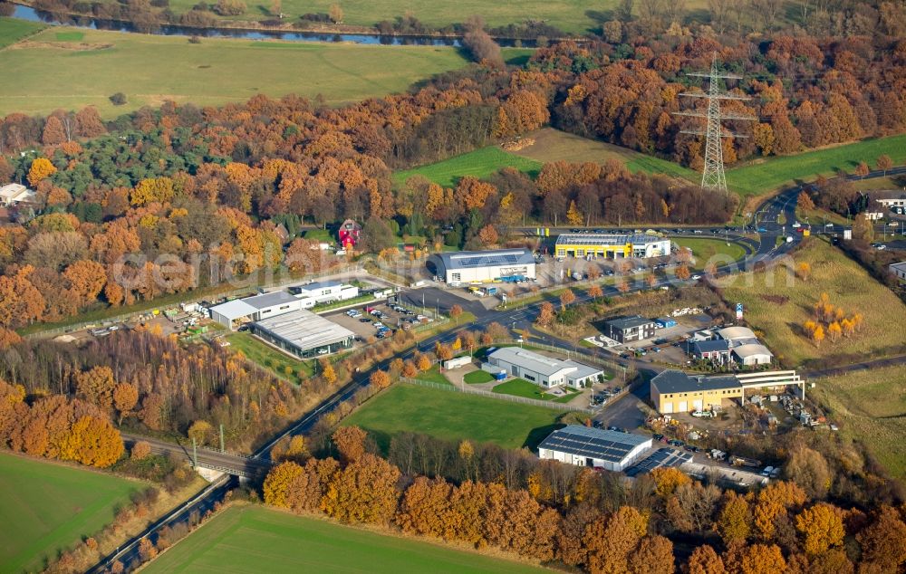 Wesel from the bird's eye view: Industrial estate and company settlement Willy-Brandt-Strasse Emmelsumer Strasse in the district Ruhr Metropolitan Area in Wesel in the state North Rhine-Westphalia