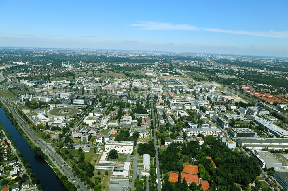 Berlin from the bird's eye view: Industrial estate and company settlement WISTA aloung the Rudower Chaussee in the district Adlershof in Berlin