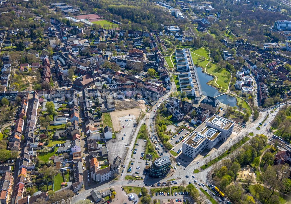 Gelsenkirchen from the bird's eye view: Industrial estate and company settlement Wissenschaftspark Gelsenkirchen GmbH on street Bergmannstrasse in the district Ueckendorf in Gelsenkirchen at Ruhrgebiet in the state North Rhine-Westphalia, Germany