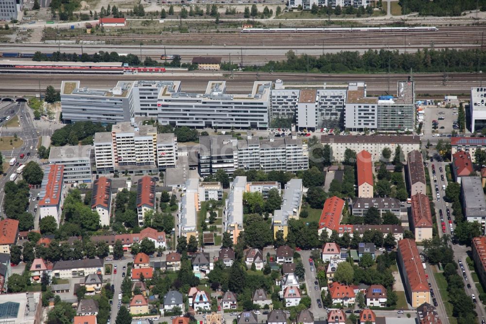 Aerial photograph München - Commercial area and companies settling on Landsberger Strasse in Munich in Bavaria