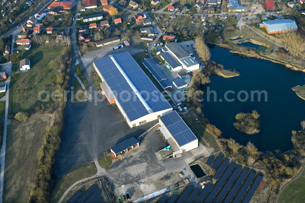 Woldegk from above - Industrial estate and company settlement on street Zur Ziegelei in Woldegk in the state Mecklenburg - Western Pomerania, Germany