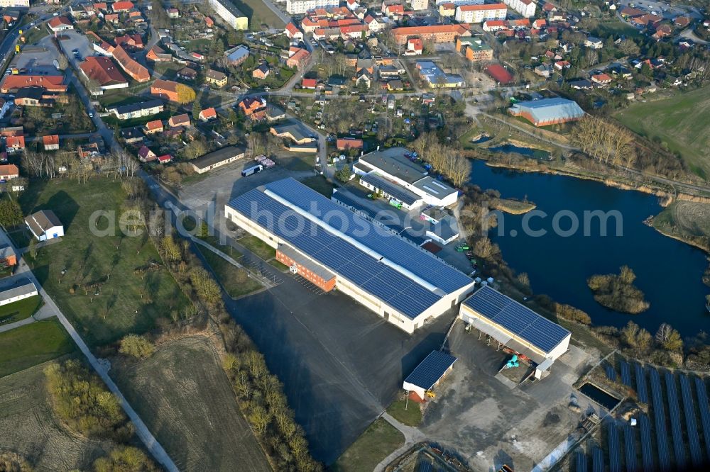 Woldegk from the bird's eye view: Industrial estate and company settlement on street Zur Ziegelei in Woldegk in the state Mecklenburg - Western Pomerania, Germany