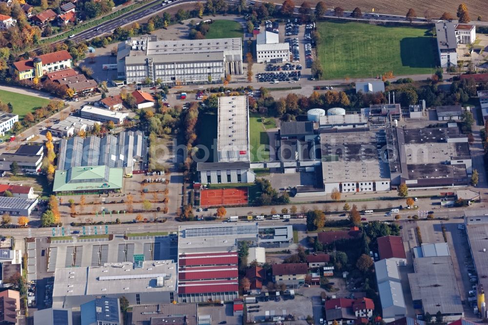 Aerial image Wolfratshausen - Industrial estate and company settlement in Wolfratshausen in the state Bavaria, Germany