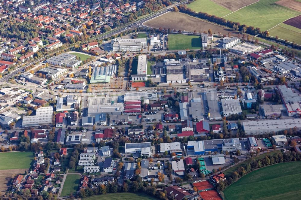 Aerial photograph Wolfratshausen - Industrial estate and company settlement in Wolfratshausen in the state Bavaria, Germany