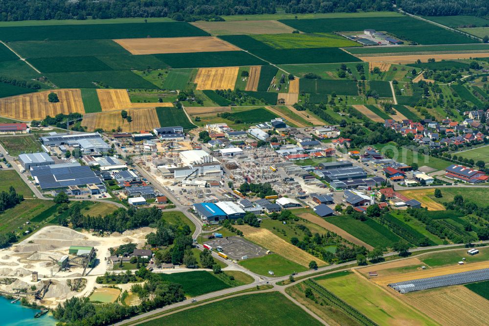 Aerial image Wyhl am Kaiserstuhl - Industrial estate and company settlement in Wyhl am Kaiserstuhl in the state Baden-Wurttemberg, Germany