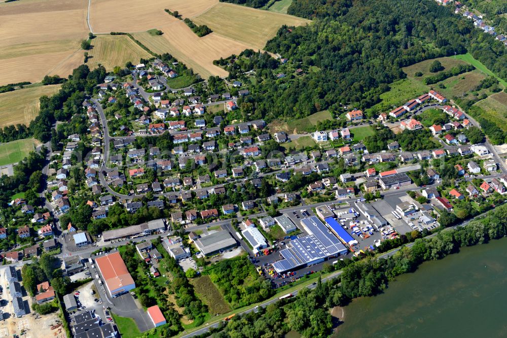 Zell am Main from the bird's eye view: Industrial estate and company settlement in Zell am Main in the state Bavaria, Germany