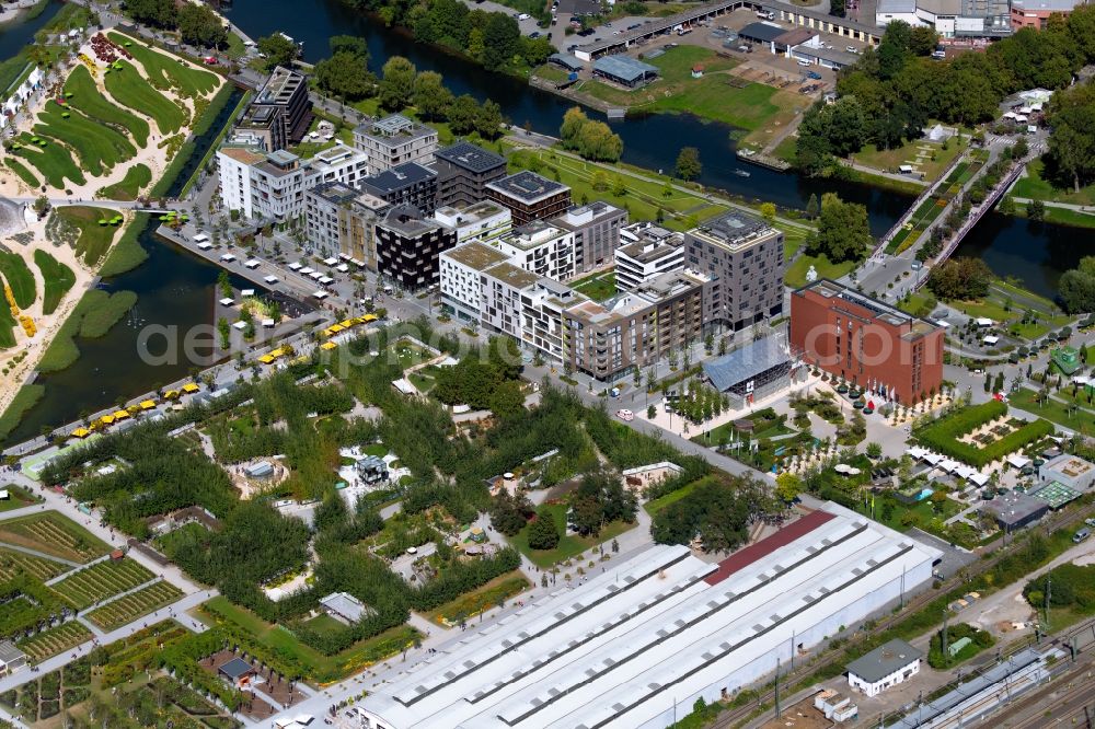 Aerial image Heilbronn - Industrial estate and company settlement ZUKUNFTSPARK WOHLGELEGEN UND INNOVATIONSFARBIK HEILBRONN in Heilbronn in the state Baden-Wurttemberg, Germany