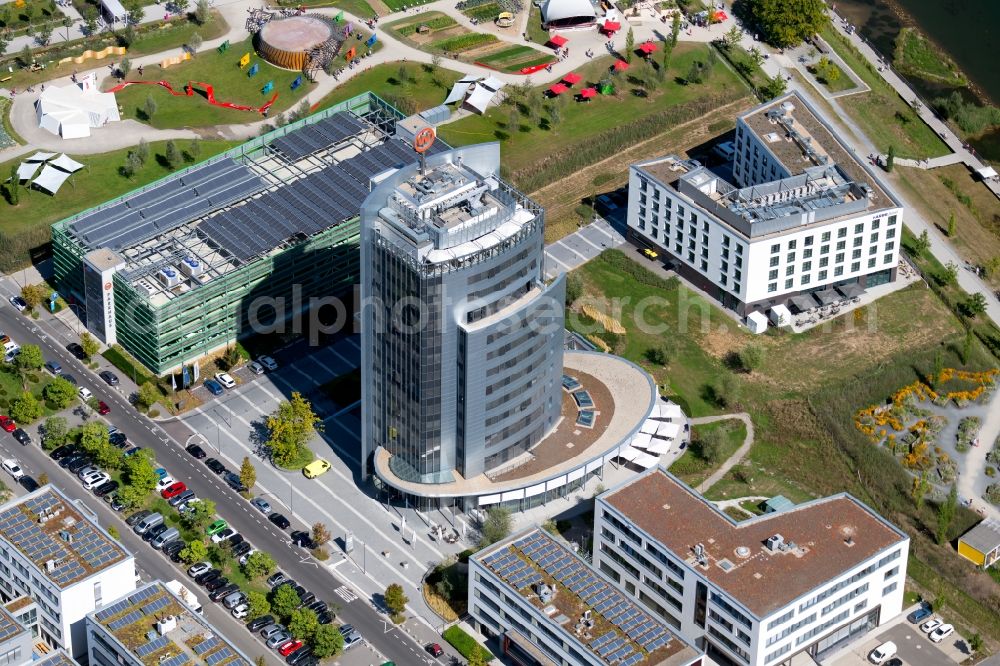 Aerial image Heilbronn - Industrial estate and company settlement ZUKUNFTSPARK WOHLGELEGEN UND INNOVATIONSFARBIK HEILBRONN in Heilbronn in the state Baden-Wurttemberg, Germany