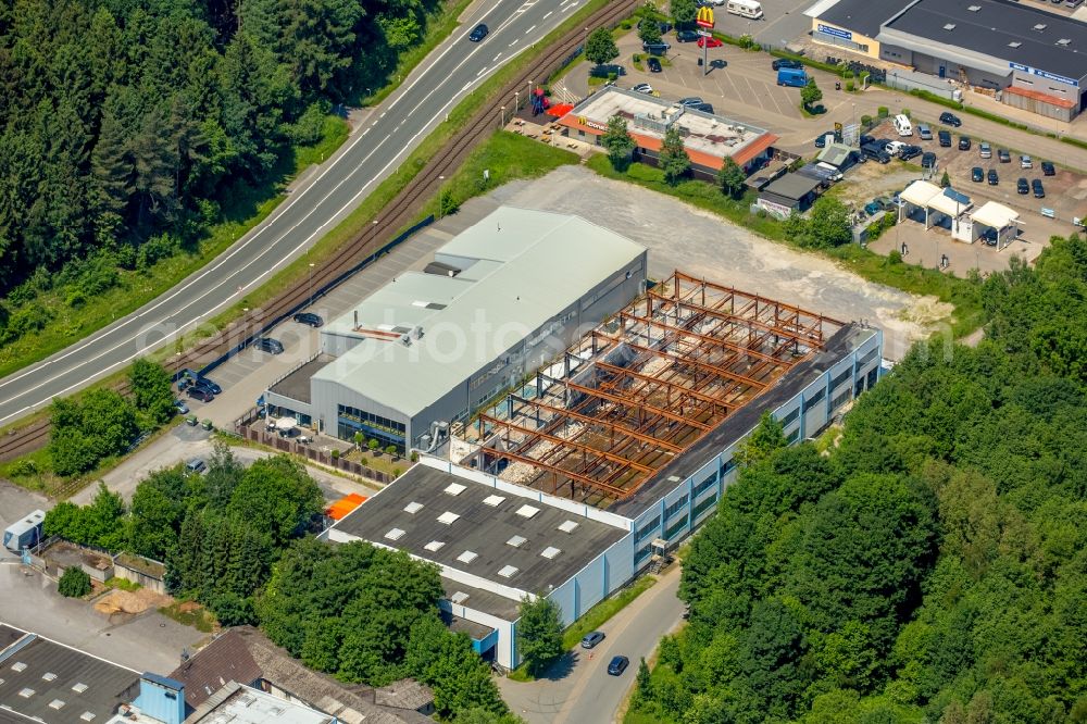 Aerial image Warstein - Industrial estate and company settlement Zum Puddelhammer in Warstein in the state North Rhine-Westphalia