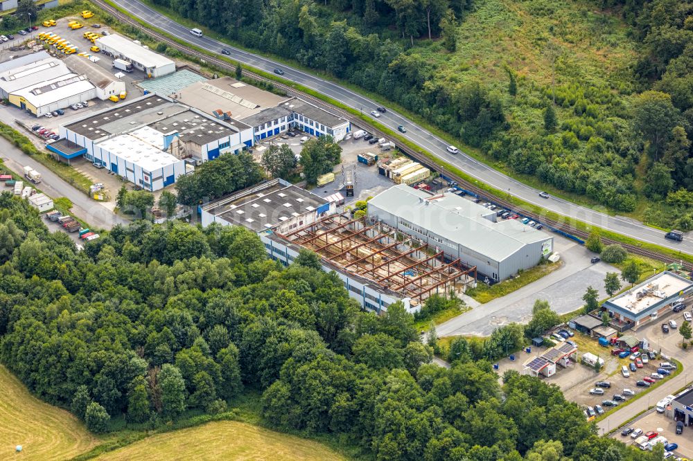 Aerial image Warstein - Industrial estate and company settlement Zum Puddelhammer in Warstein in the state North Rhine-Westphalia