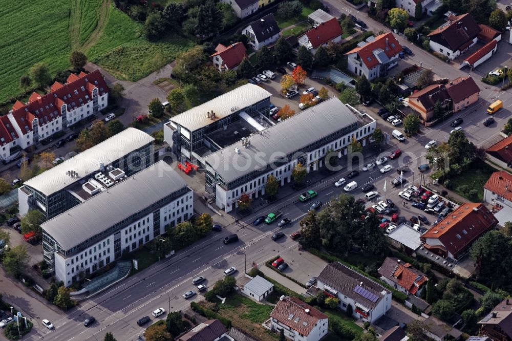 Neuried from above - Commercial buildings at Forstenrieder Strasse and Floriansbogen in Neuried in Neuried in the state Bavaria