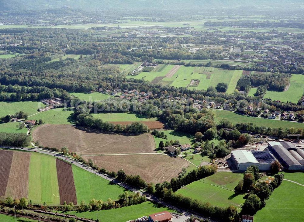 Aerial image Freilassing / Bayern - Gewerbegrundstück Hammerau C der Unternehmensgruppe MAX AICHER in Freilassing.