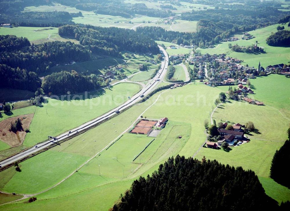 Aerial image Neukirchen / Bayern - Gewerbegrundstück Neukirchen der Unternehmensgruppe MAX AICHER an der Autobahn nach Salzburg westl. von Freilassing.