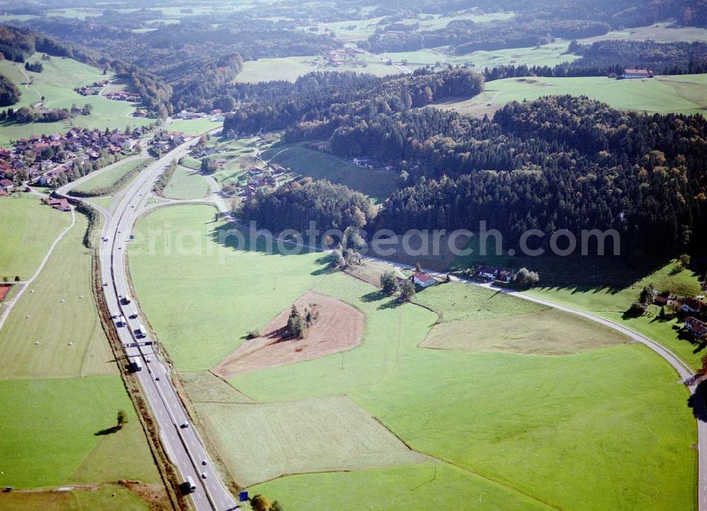 Aerial photograph Neukirchen / Bayern - Gewerbegrundstück Neukirchen der Unternehmensgruppe MAX AICHER an der Autobahn nach Salzburg westl. von Freilassing.