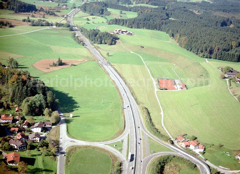 Aerial photograph Neukirchen / Bayern - Gewerbegrundstück Neukirchen der Unternehmensgruppe MAX AICHER an der Autobahn nach Salzburg westl. von Freilassing.