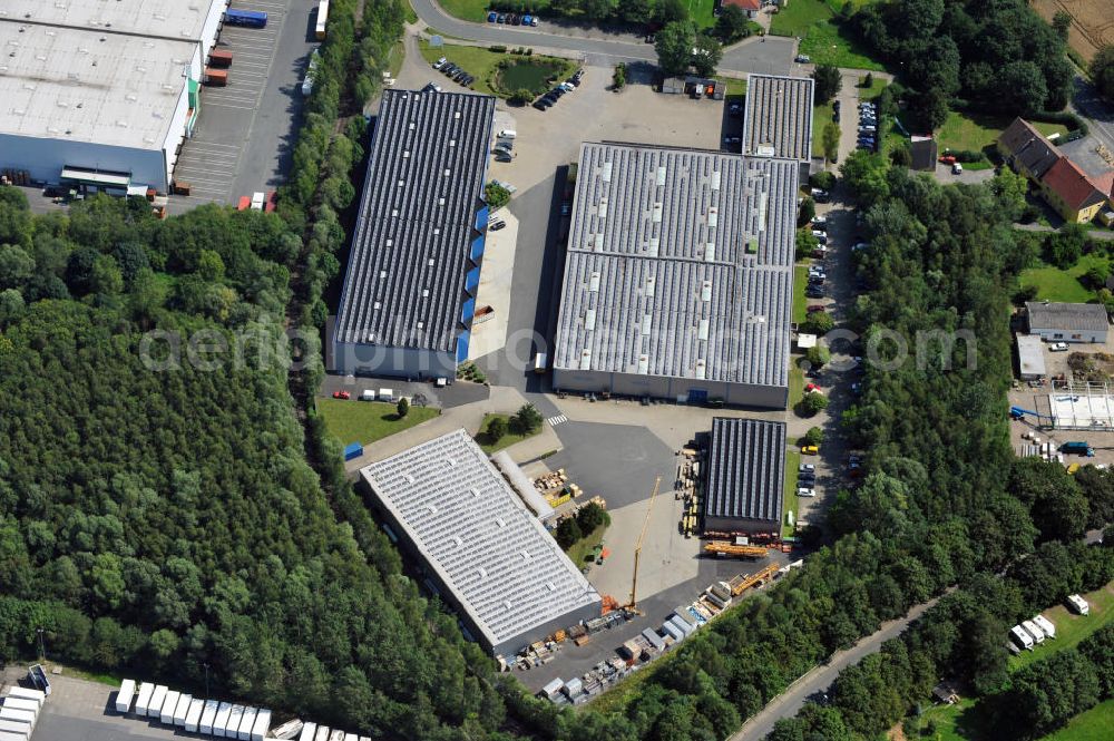 Aerial photograph Unna - Gewerbehof im Industriegebiet Nord mit zwei Logistikhallen, ein Bürogebäude mit Lagerhalle und eine Lager- und Produktionshalle an der Dreherstraßein Unna in Nordrhein-Westfalen / North Rhine-Westphalia. Ein Projekt der Unternehmensgruppe Markus Gerold.