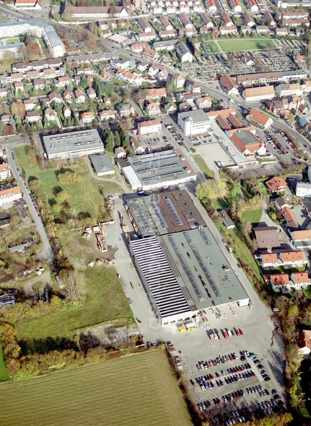 Aerial image Augsburg - Gewerbeobjekt der MÜBAU an der Ulmerstraße 249 - 255 in 86391 Stadtbergen / Augsburg.