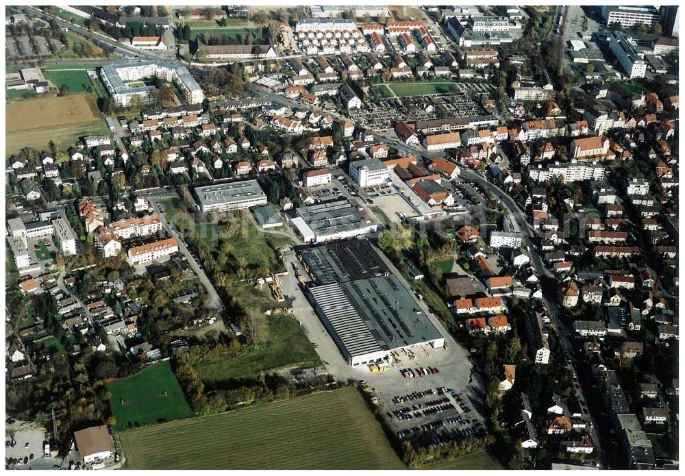 Aerial image Augsburg - Gewerbeobjekt der MÜBAU an der Ulmerstraße 249 - 255 in 86391 Stadtbergen / Augsburg.