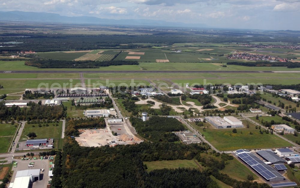 Aerial image Bremgarten - View on the business park Breisgau on the former military airfield Bremgarten in the state of Baden-Wuerttemberg.The business park is located in the border triangle Germany - France - Switzerland