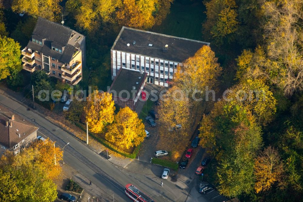 Witten from the bird's eye view: Labor union building of IG Metall in Witten in the state of North Rhine-Westphalia. The office building is located on Hans-Boeckler-Strasse