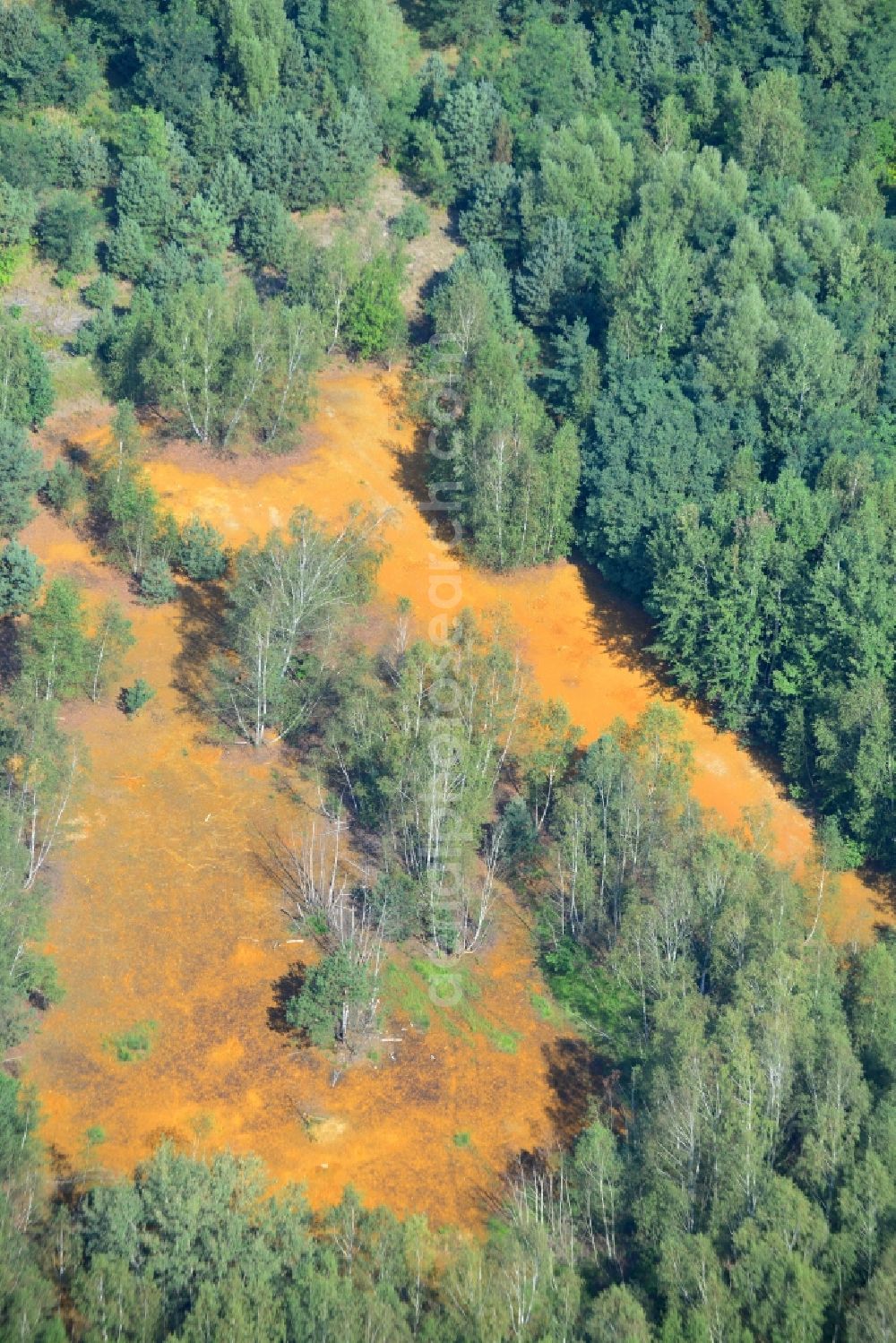 Schwarzheide from above - View of water in Schwarzheide in Brandenburg