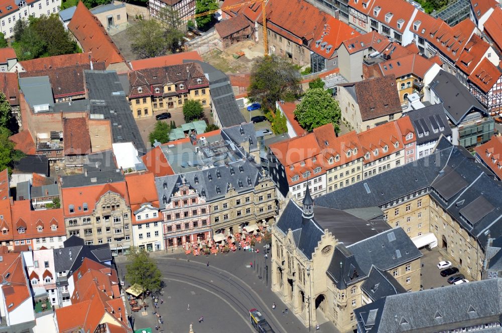 Aerial image Erfurt - Guild houses at the fish market in Erfurt in Thuringia