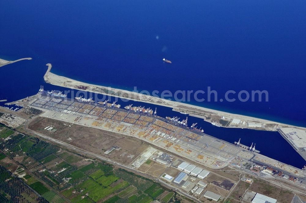 Container Terminal from above - Gioia Tauro container terminal in Italy. The port Medcenter Container Terminal (MCT Medcenter, operators va Contship Italia Group) is the largest container port in Italy and one of the largest in Europe