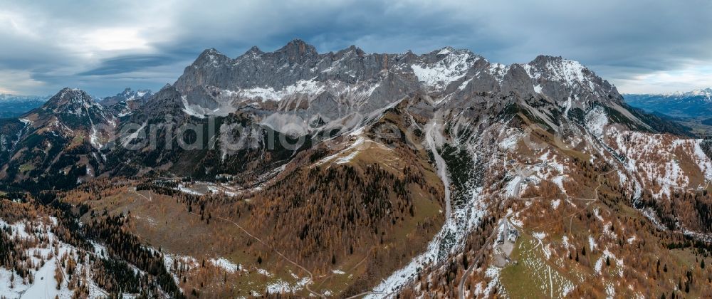 Ramsau am Dachstein from above - Rocky and mountainous landscape Dachsteinmassiv in Ramsau am Dachstein in Steiermark, Austria