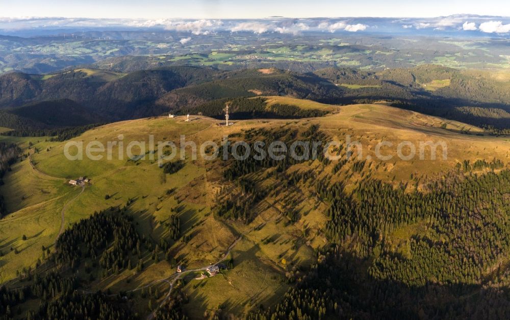 Aerial image Feldberg (Schwarzwald) - Mountainous landscape of Feldberg in the Black Forest in Feldberg (Schwarzwald) in the state Baden-Wuerttemberg