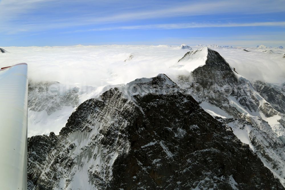 Aerial photograph Grindelwald - Summits and mountain landscape of Eiger, Moench and Jungfrau in Grindelwald in Bern, Switzerland