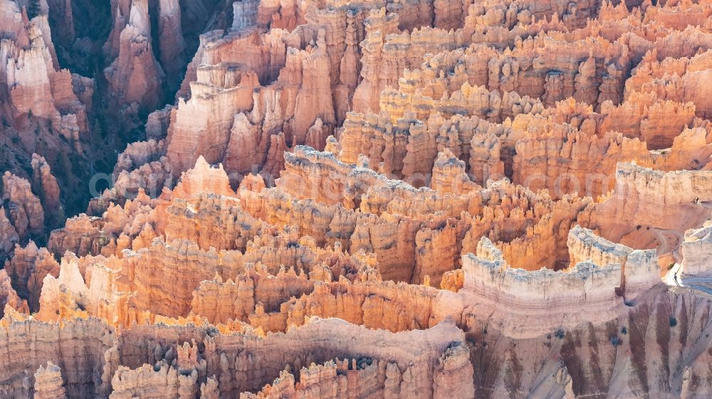 Aerial photograph Bryce Canyon City - Rocky and mountainous landscape Felsformation in Bryce Canyon National Park in Bryce Canyon City in Utah, United States of America