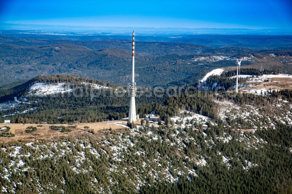 Aerial photograph Seebach - Rocky and mountainous landscape Hornisgrinde in Nordschwarzwald in Seebach in the state Baden-Wuerttemberg, Germany