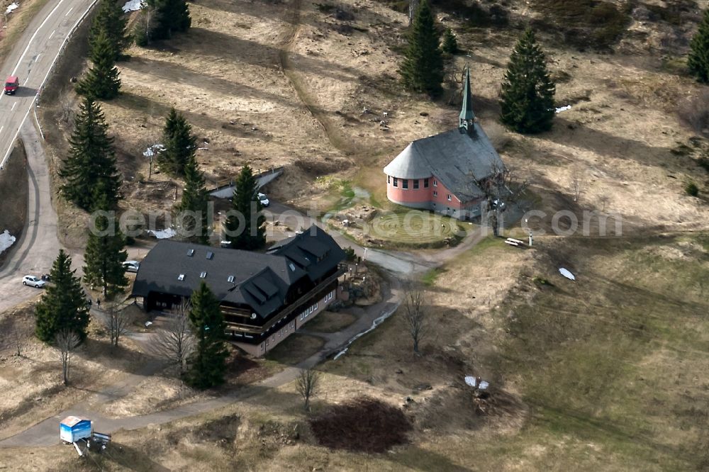 Waldkirch from above - Rocky and mountainous landscape Kandel in Schwarzwald in Waldkirch in the state Baden-Wuerttemberg, Germany