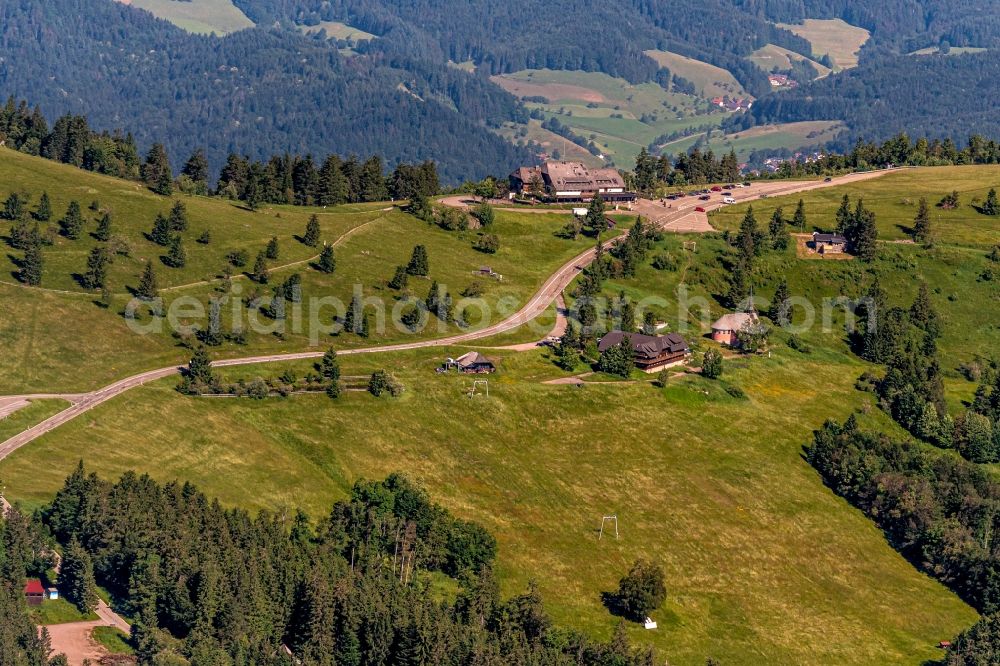 Waldkirch from above - Rocky and mountainous landscape Kandel in Schwarzwald in Waldkirch in the state Baden-Wurttemberg, Germany