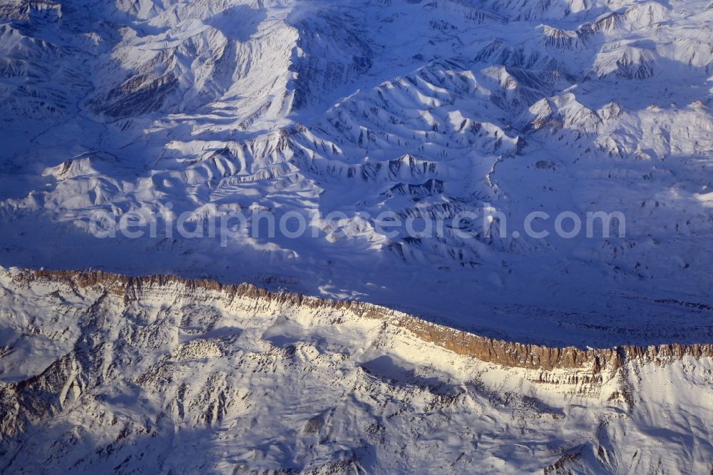 Siirt from the bird's eye view: Rocky and mountainous landscape in the Eastern Anatolia Region of Siirt Province in Turkey