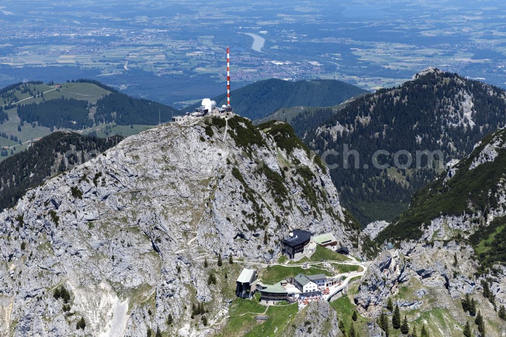 Aerial image Bayrischzell - Rock and mountain landscape Wendelstein in Fischbachau in the state Bavaria