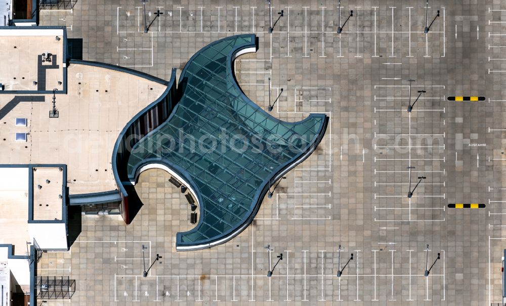 Bremen from above - Glass roof construction on the parking deck of the Weserpark shopping center in the district Osterholz in Bremen, Germany